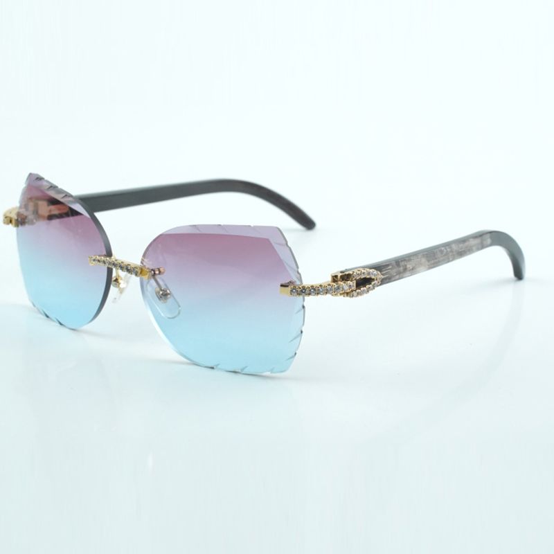 Micro cut sunglasses 8300817 natural black textured buffalo leg and fashionable