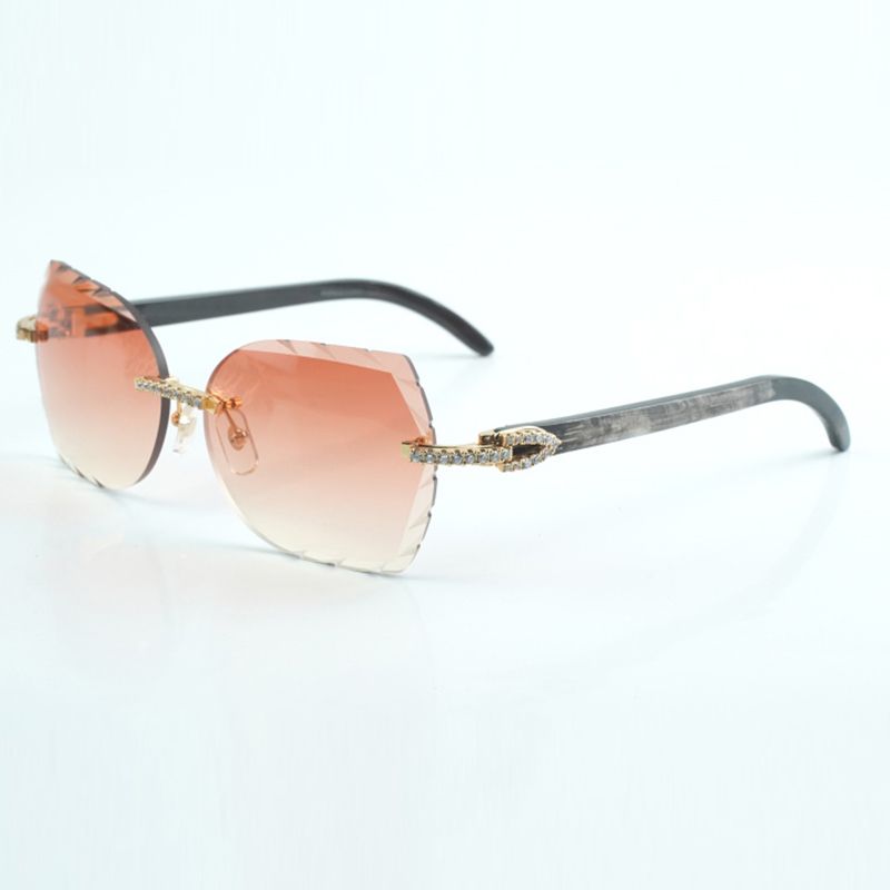 Micro cut sunglasses 8300817 natural black textured buffalo leg and fashionable