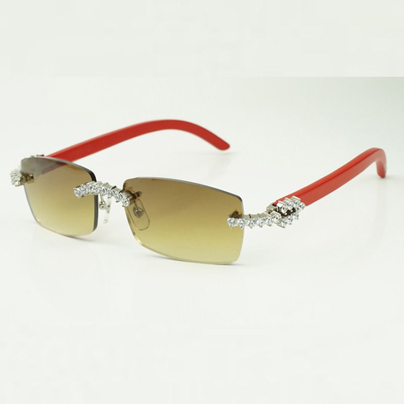 5.0 mm diamond wood sunglasses 3524012 with natureal red wooden legs and 56 mm