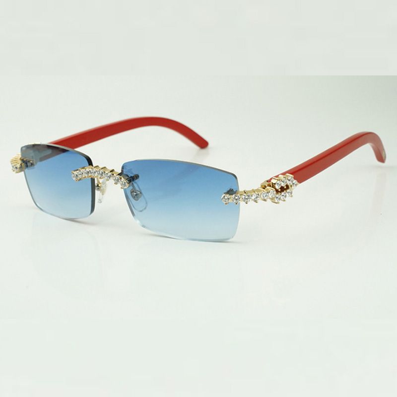 5.0 mm diamond wood sunglasses 3524012 with natureal red wooden legs and 56 mm