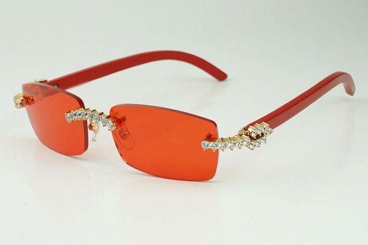5.0 mm diamond wood sunglasses 3524012 with natureal red wooden legs and 56 mm