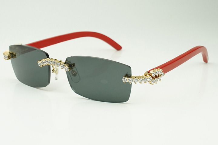 5.0 mm diamond wood sunglasses 3524012 with natureal red wooden legs and 56 mm