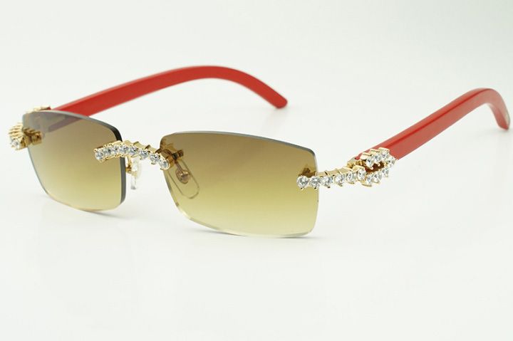 5.0 mm diamond wood sunglasses 3524012 with natureal red wooden legs and 56 mm