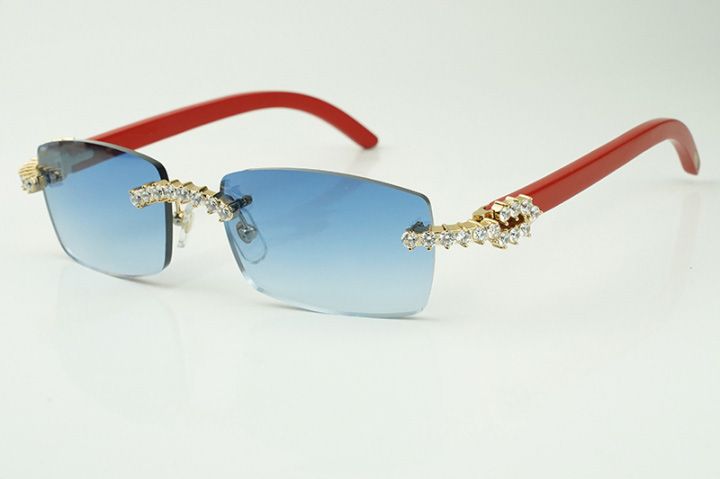 5.0 mm diamond wood sunglasses 3524012 with natureal red wooden legs and 56 mm