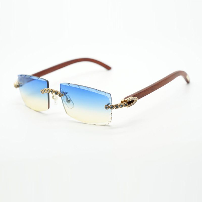 Blue Bouquet diamond eyewear frames 3524031 sunglasses with original wood legs