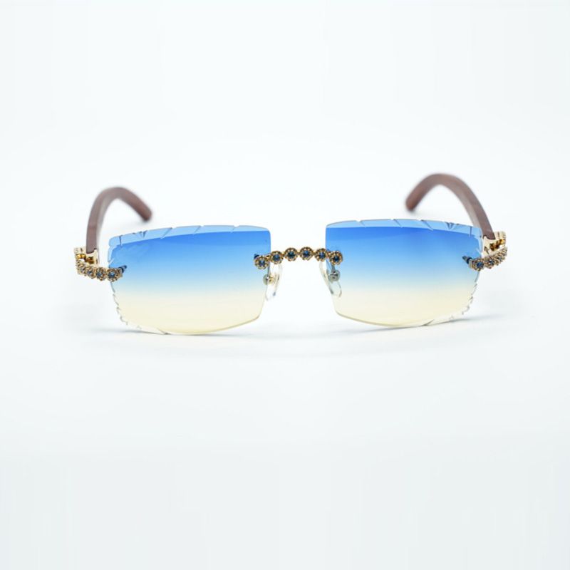 Blue Bouquet diamond eyewear frames 3524031 sunglasses with original wood legs