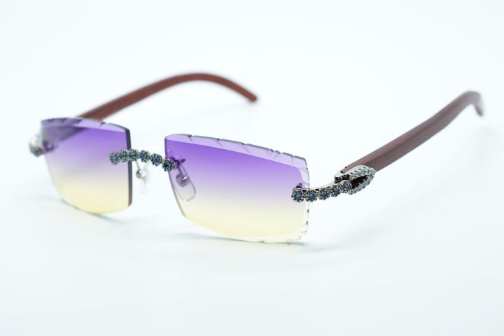 Blue Bouquet diamond eyewear frames 3524031 sunglasses with original wood legs