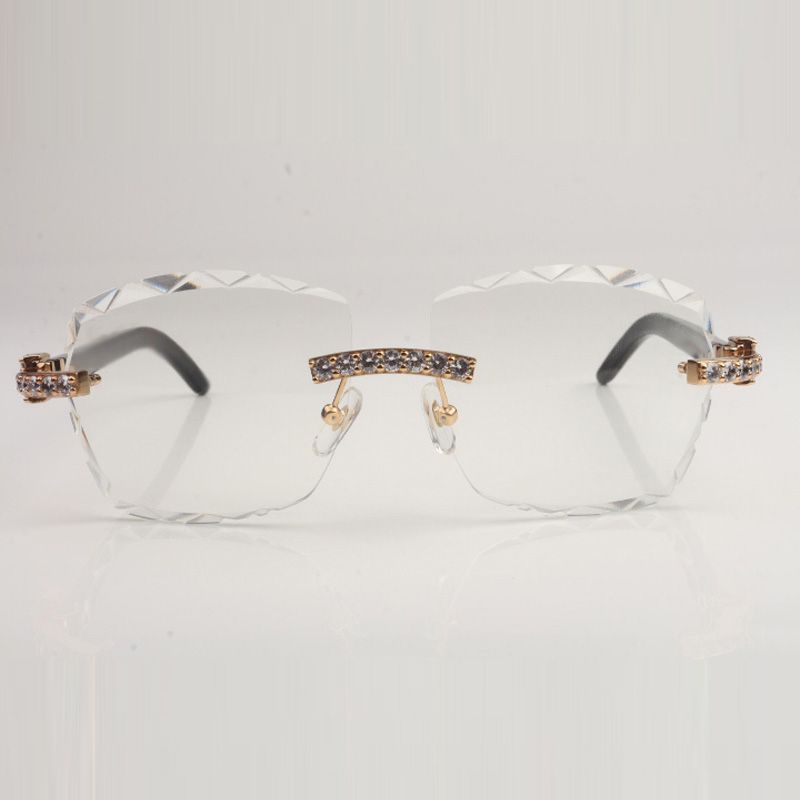 New XXL Diamond Design Cut Clear Lens Spectacle Frame 3524028 All Natural Horns