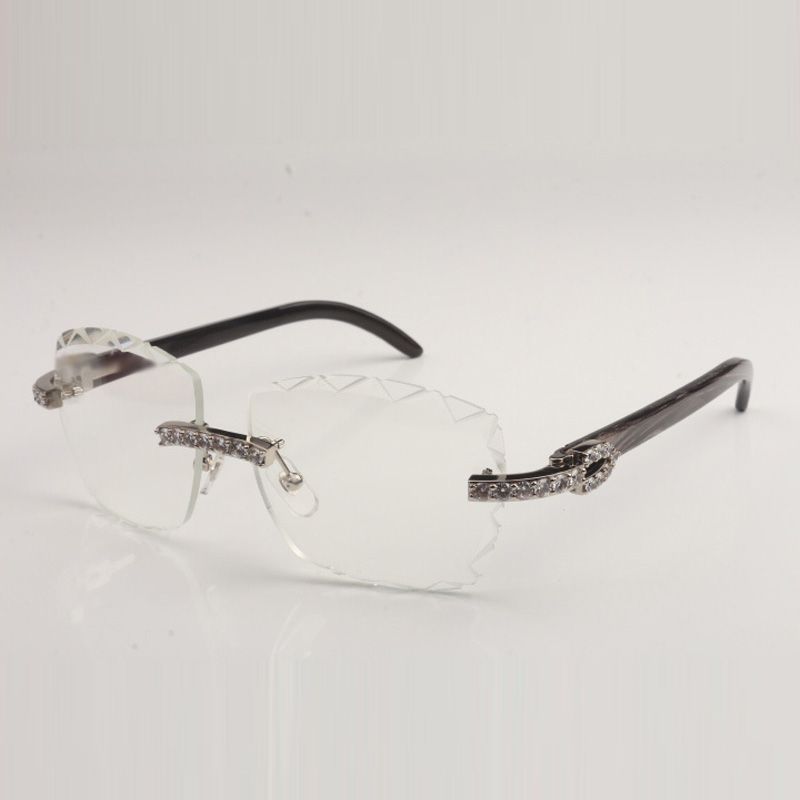 New XXL Diamond Design Cut Clear Lens Spectacle Frame 3524028 All Natural Horns
