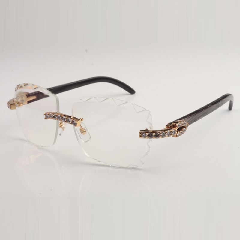 New XXL Diamond Design Cut Clear Lens Spectacle Frame 3524028 All Natural Horns