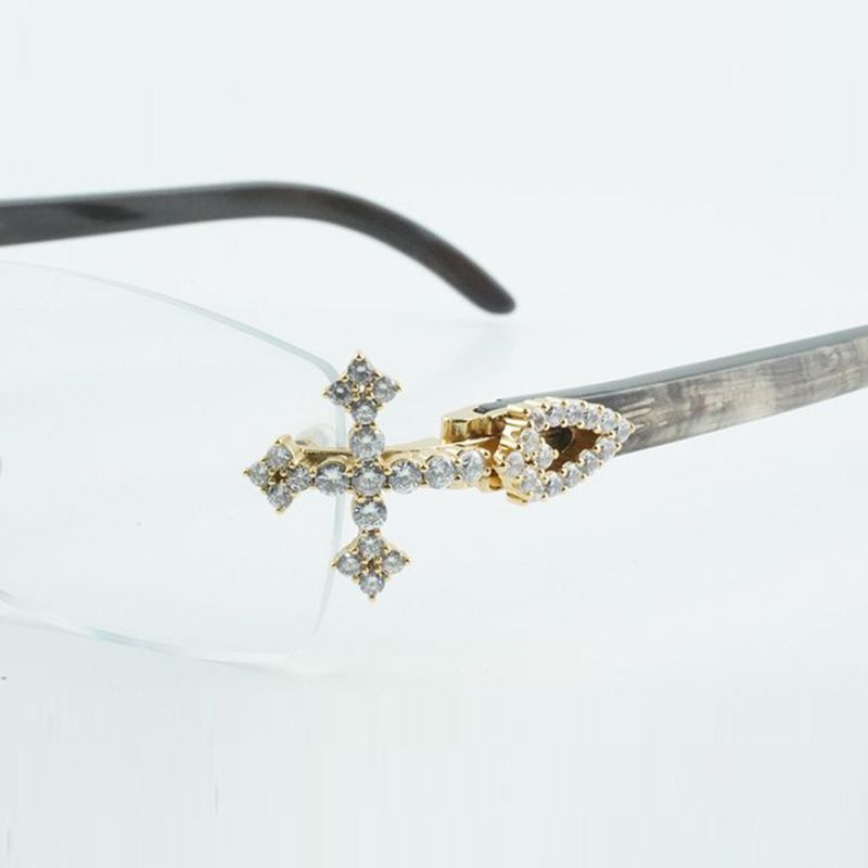 Customized cross diamond nose bridge optical glasses 3524012 natural black