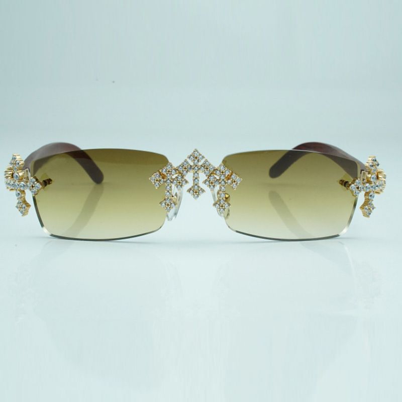 Cross diamond cool sunglasses 3524012 with natural tiger wooden legs and 56 mm