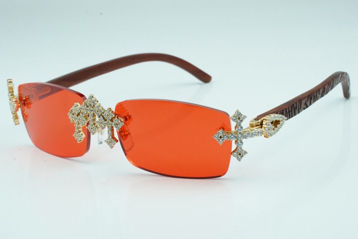 Cross diamond cool sunglasses 3524012 with natural tiger wooden legs and 56 mm