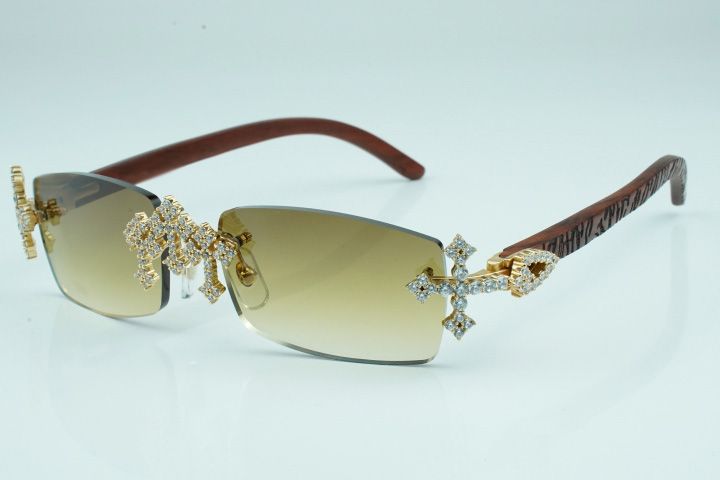Cross diamond cool sunglasses 3524012 with natural tiger wooden legs and 56 mm