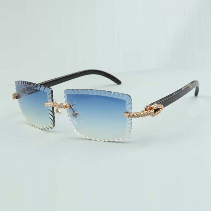 Cutting lens luxury designer sunglasses 3524021 natural black textured buffalo