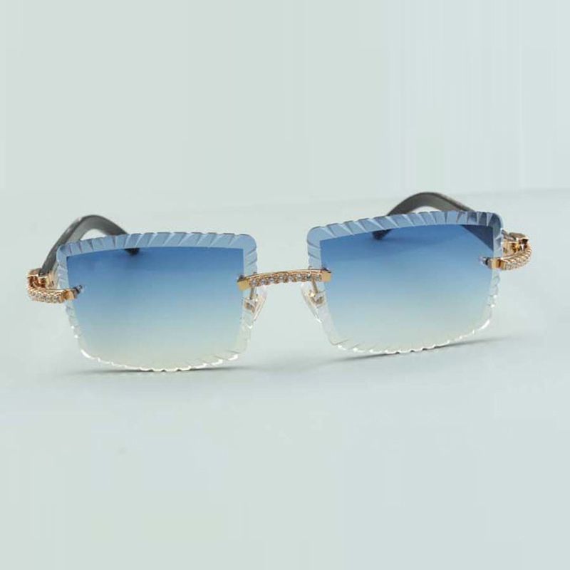 Cutting lens luxury designer sunglasses 3524021 natural black textured buffalo