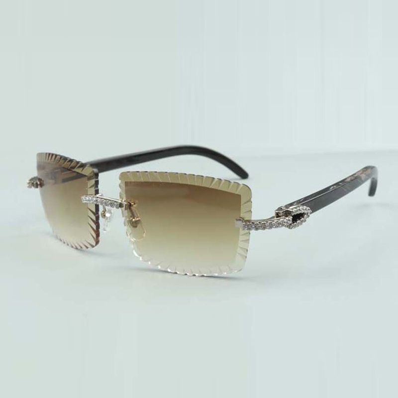Cutting lens luxury designer sunglasses 3524021 natural black textured buffalo