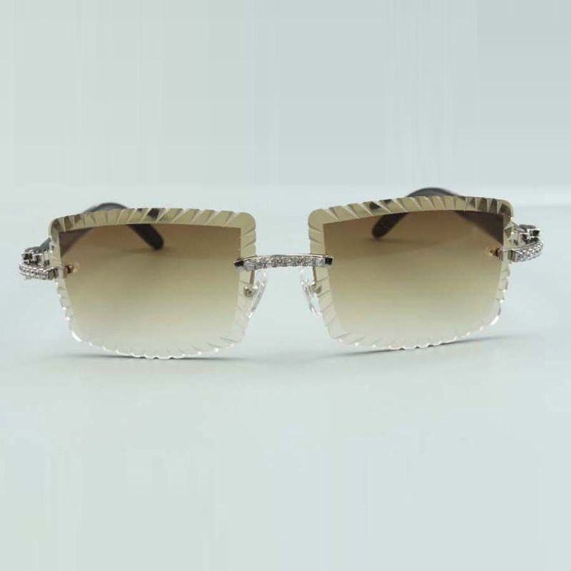 Cutting lens luxury designer sunglasses 3524021 natural black textured buffalo