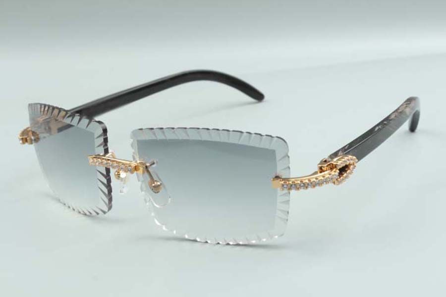 Cutting lens luxury designer sunglasses 3524021 natural black textured buffalo
